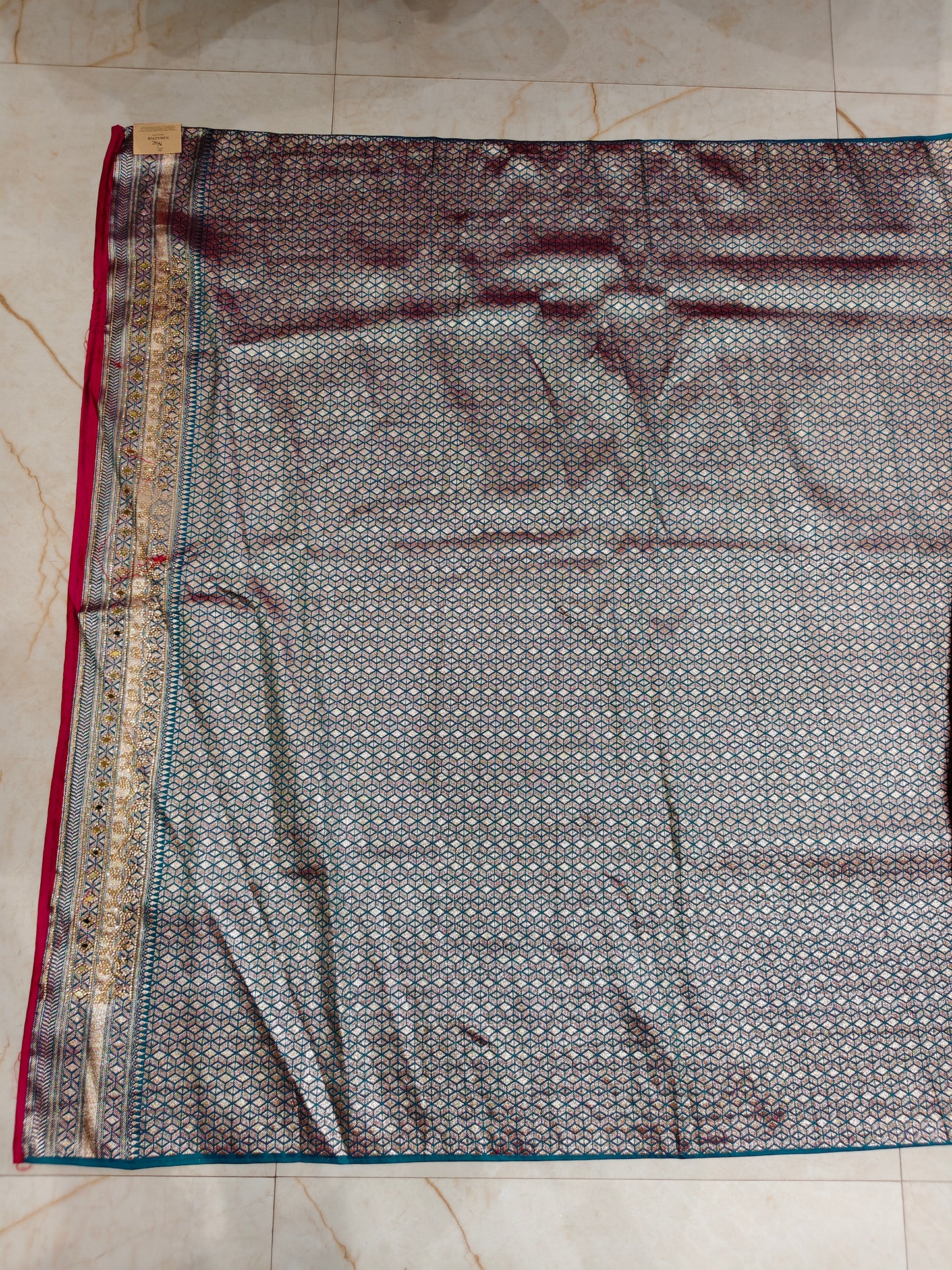 Rani Pink Rama Green Silk Saree