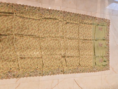 Sea Green Tissue Saree