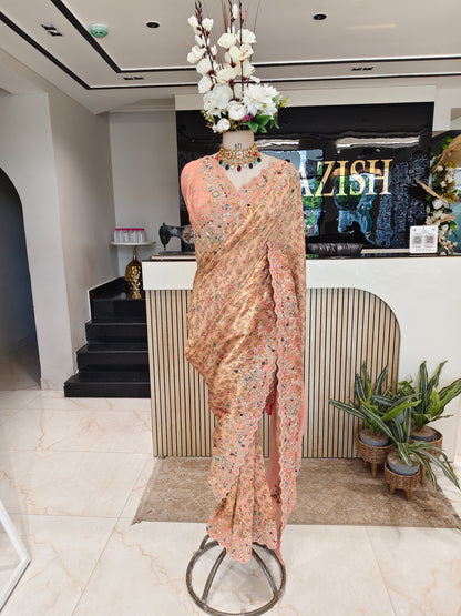 Baby Pink Tissue Saree
