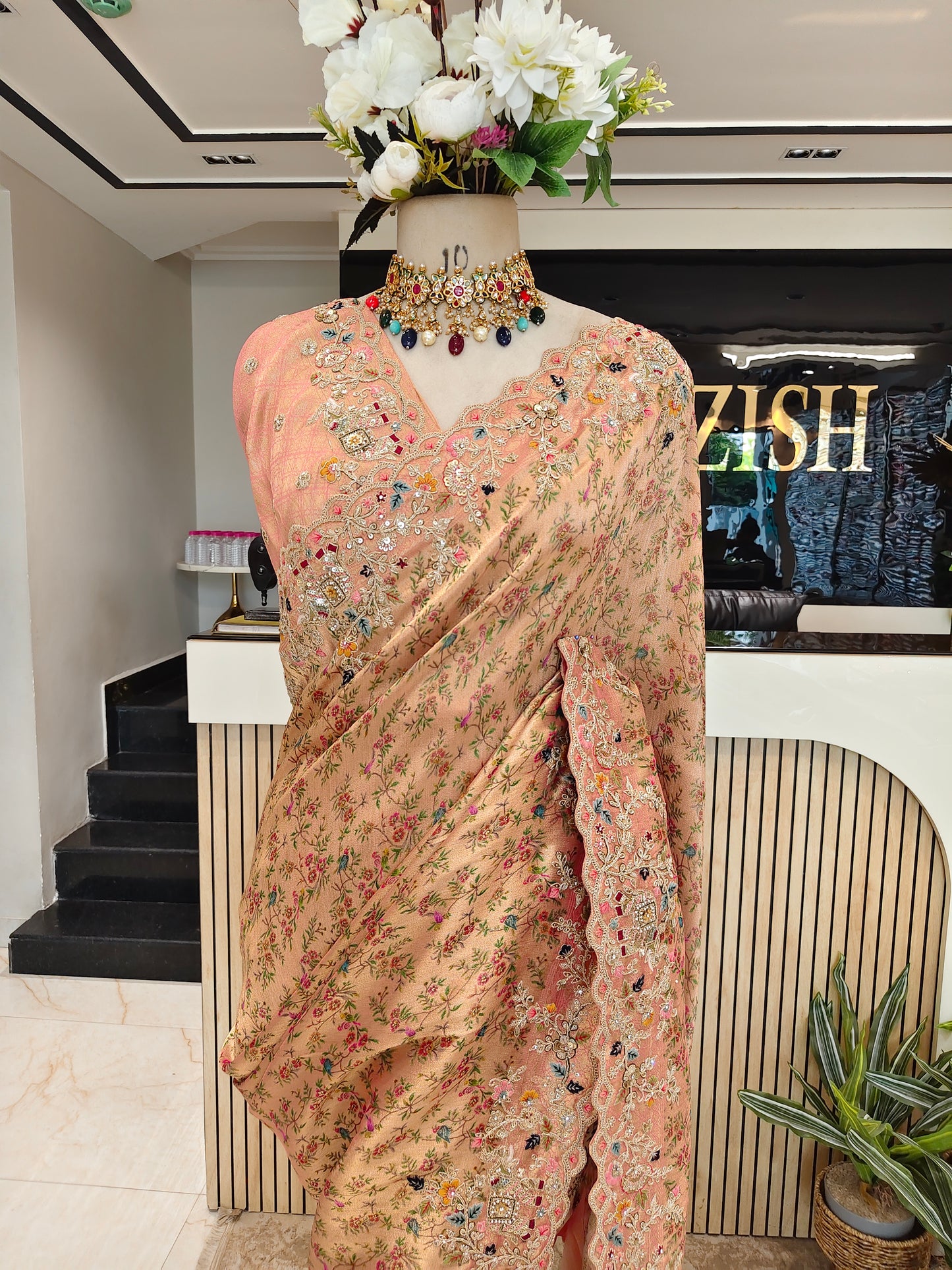 Baby Pink Tissue Saree