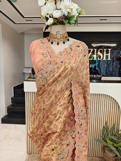 Baby Pink Tissue Saree