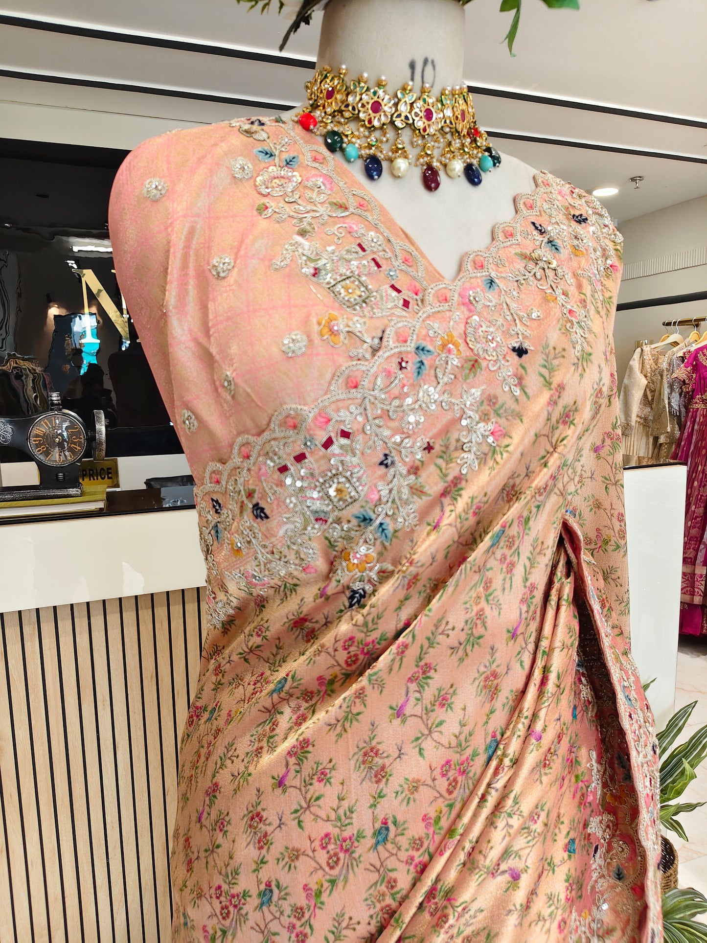 Baby Pink Tissue Saree