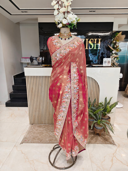 Rani Pink Tissue Saree