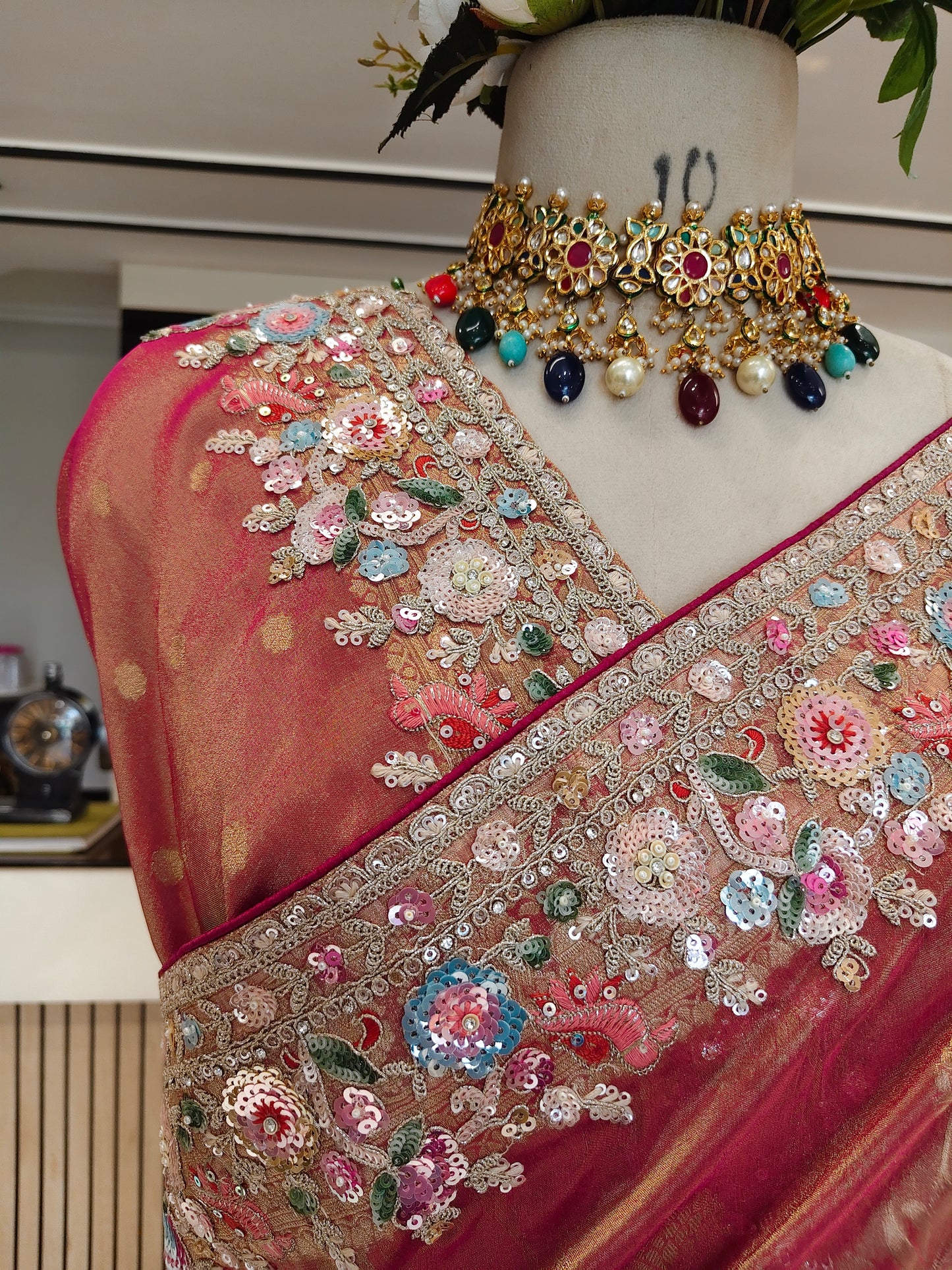 Rani Pink Tissue Saree
