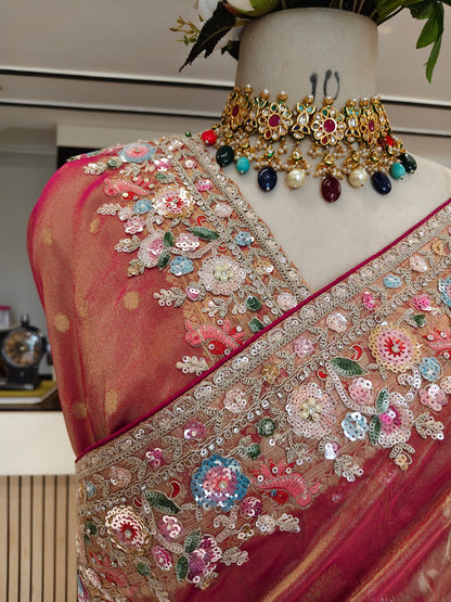 Rani Pink Tissue Saree