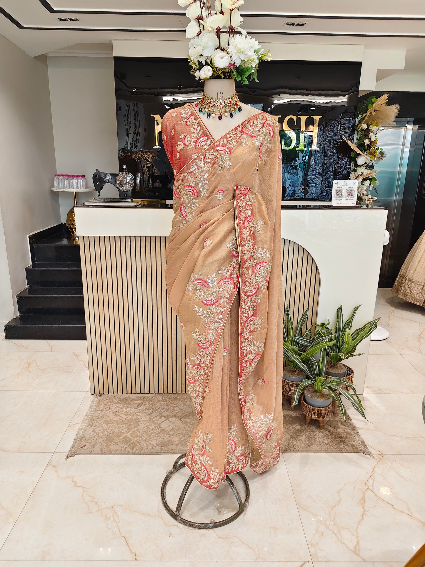 Beige Tissue Saree