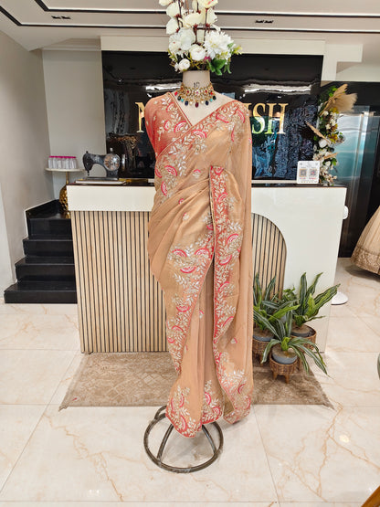 Beige Tissue Saree