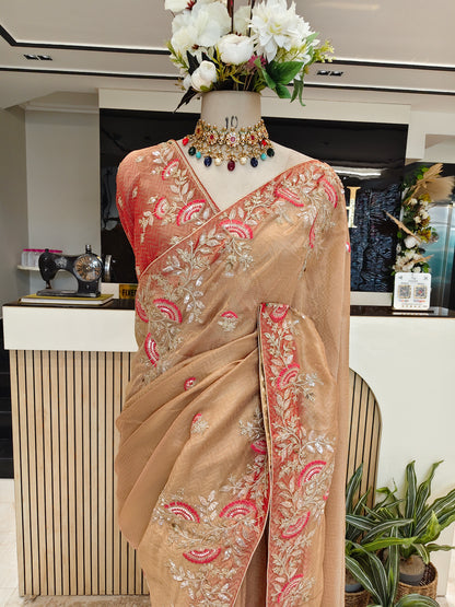 Beige Tissue Saree