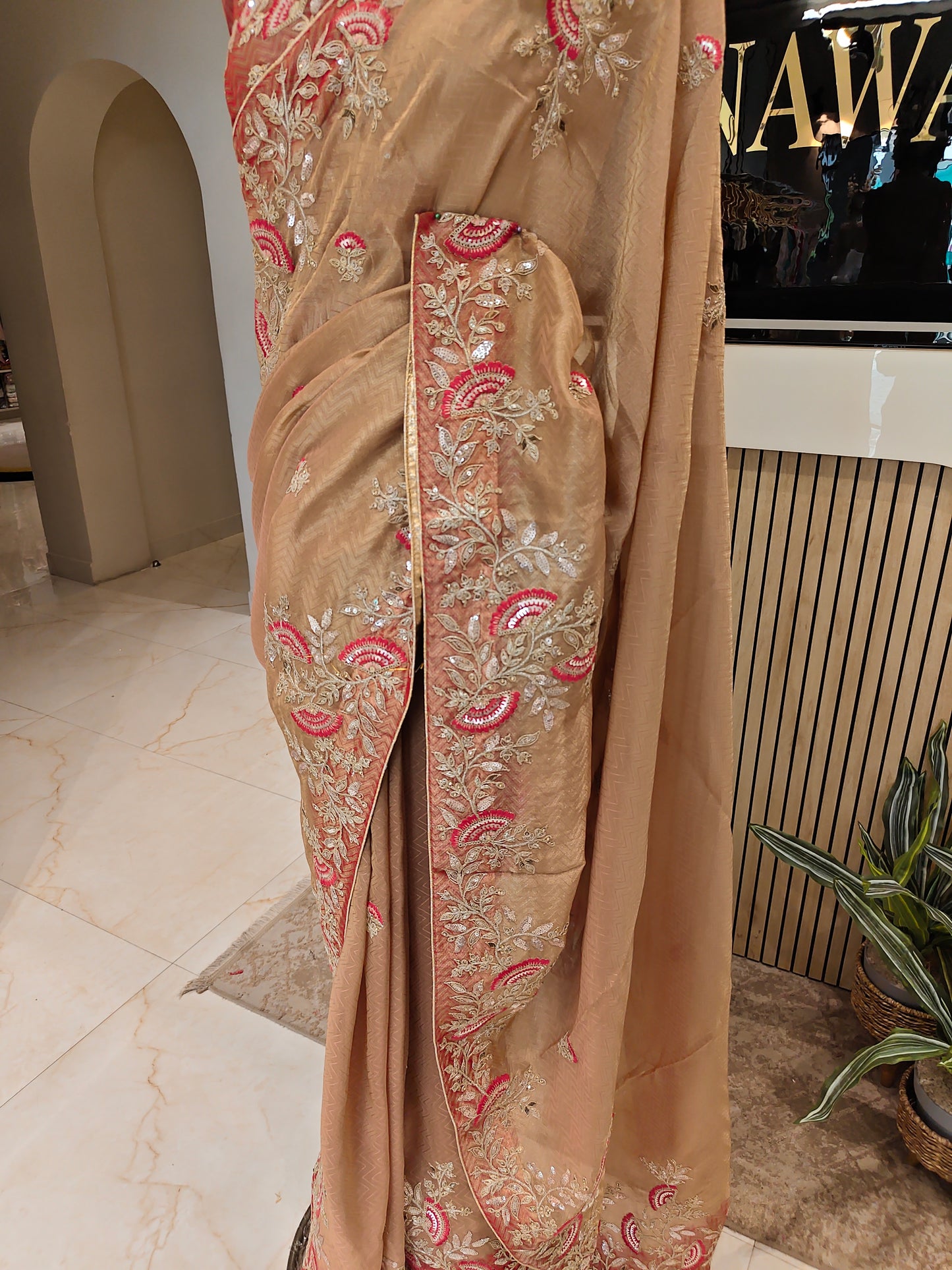 Beige Tissue Saree