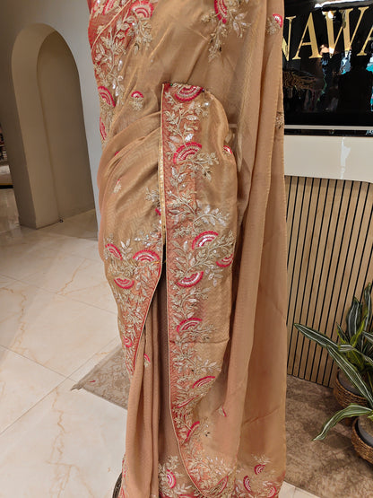 Beige Tissue Saree