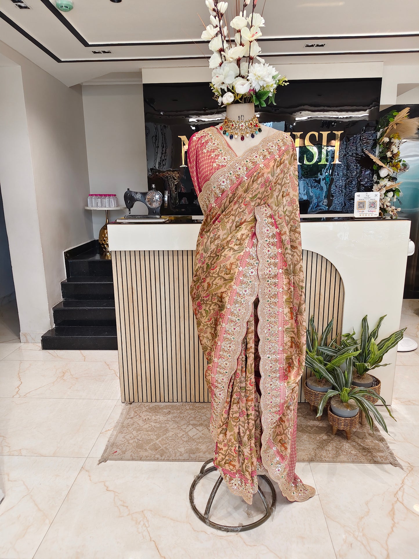 Rani Pink Tissue Saree