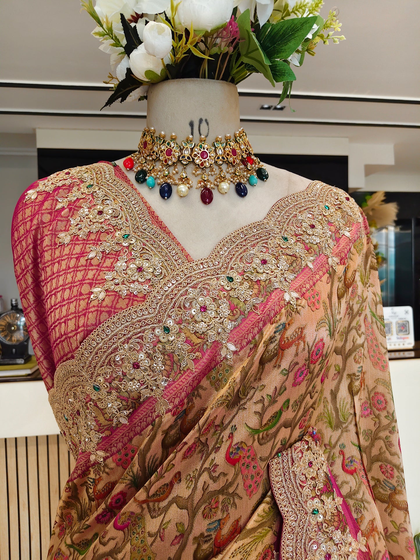 Rani Pink Tissue Saree