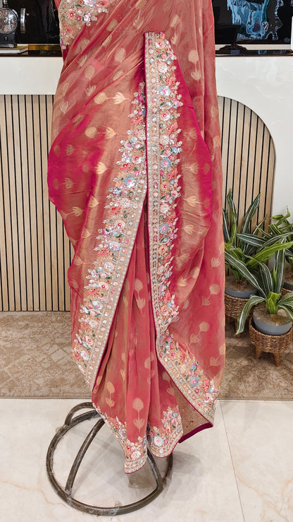 Rani Pink Tissue Saree