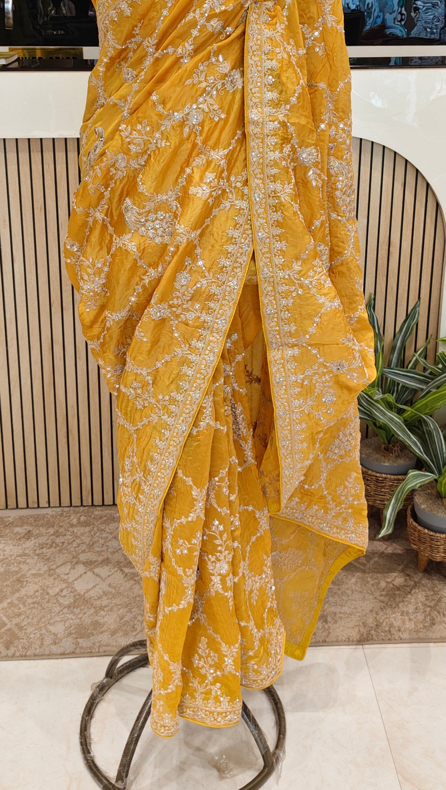 Mustard Organza Saree