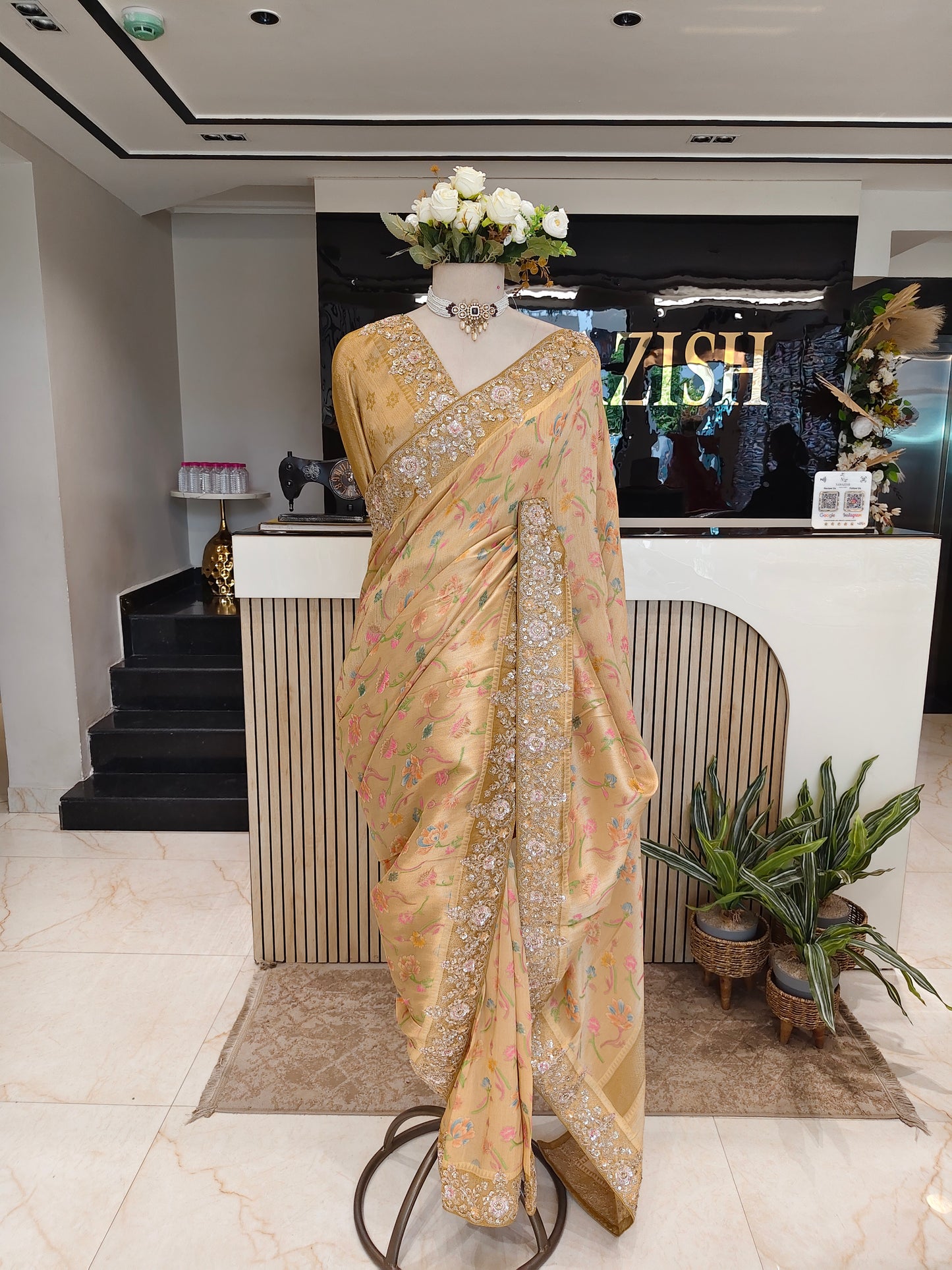 Mustard Tissue Saree