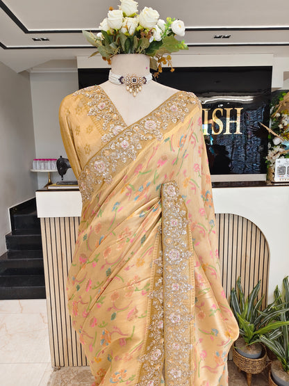 Mustard Tissue Saree