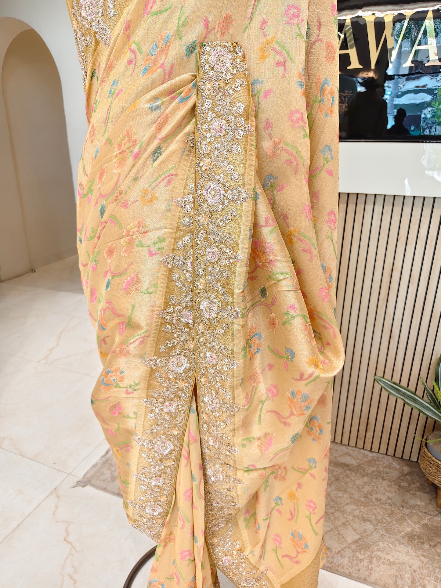 Mustard Tissue Saree