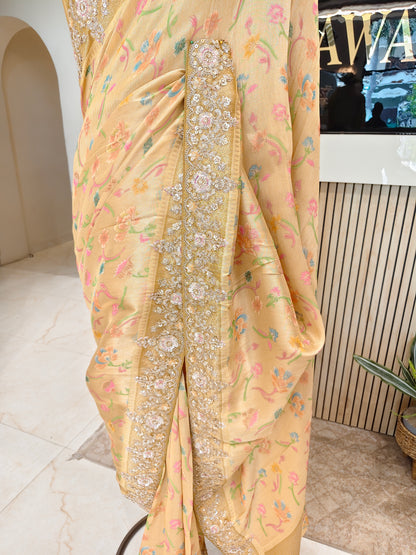 Mustard Tissue Saree