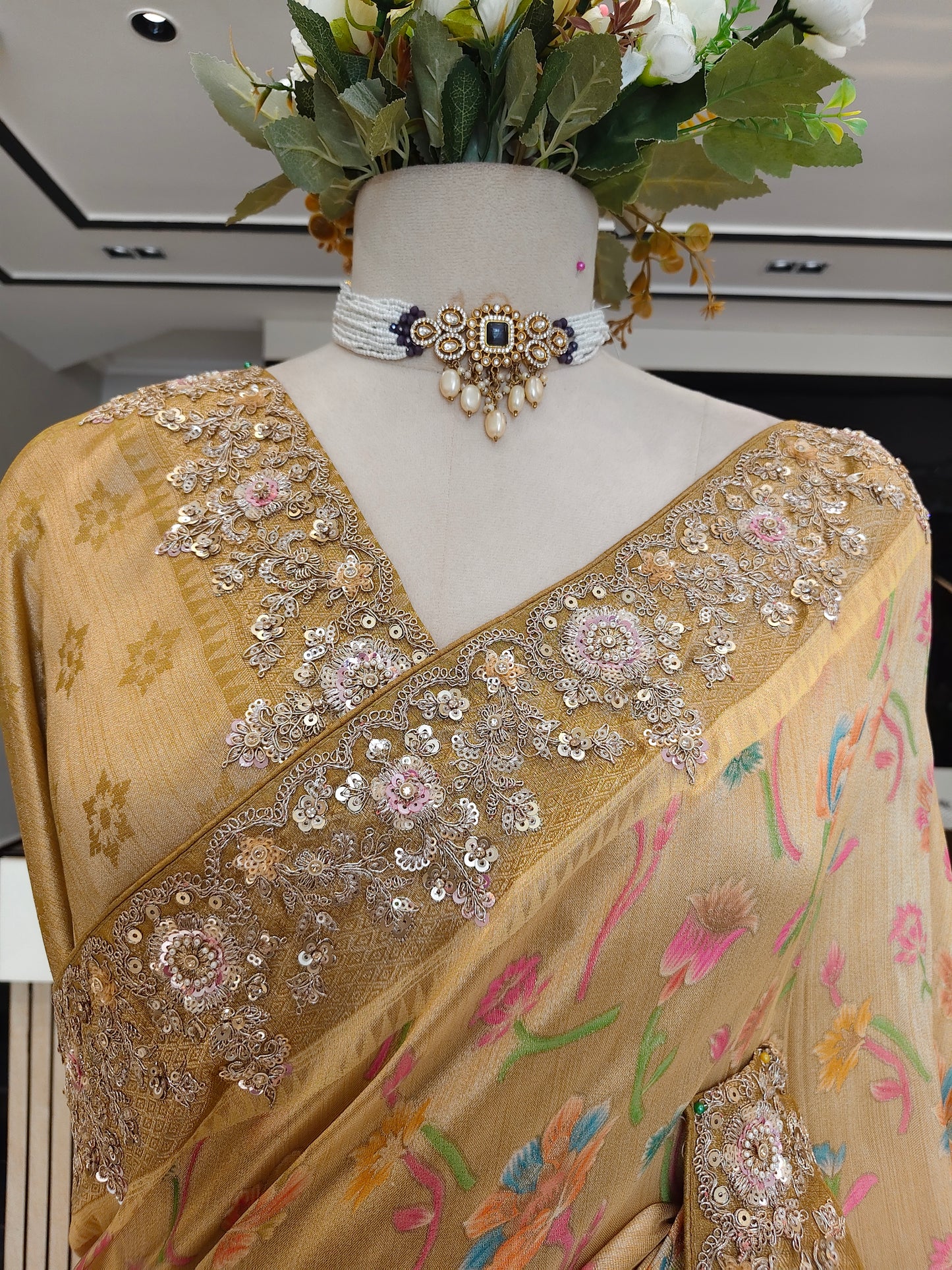 Mustard Tissue Saree