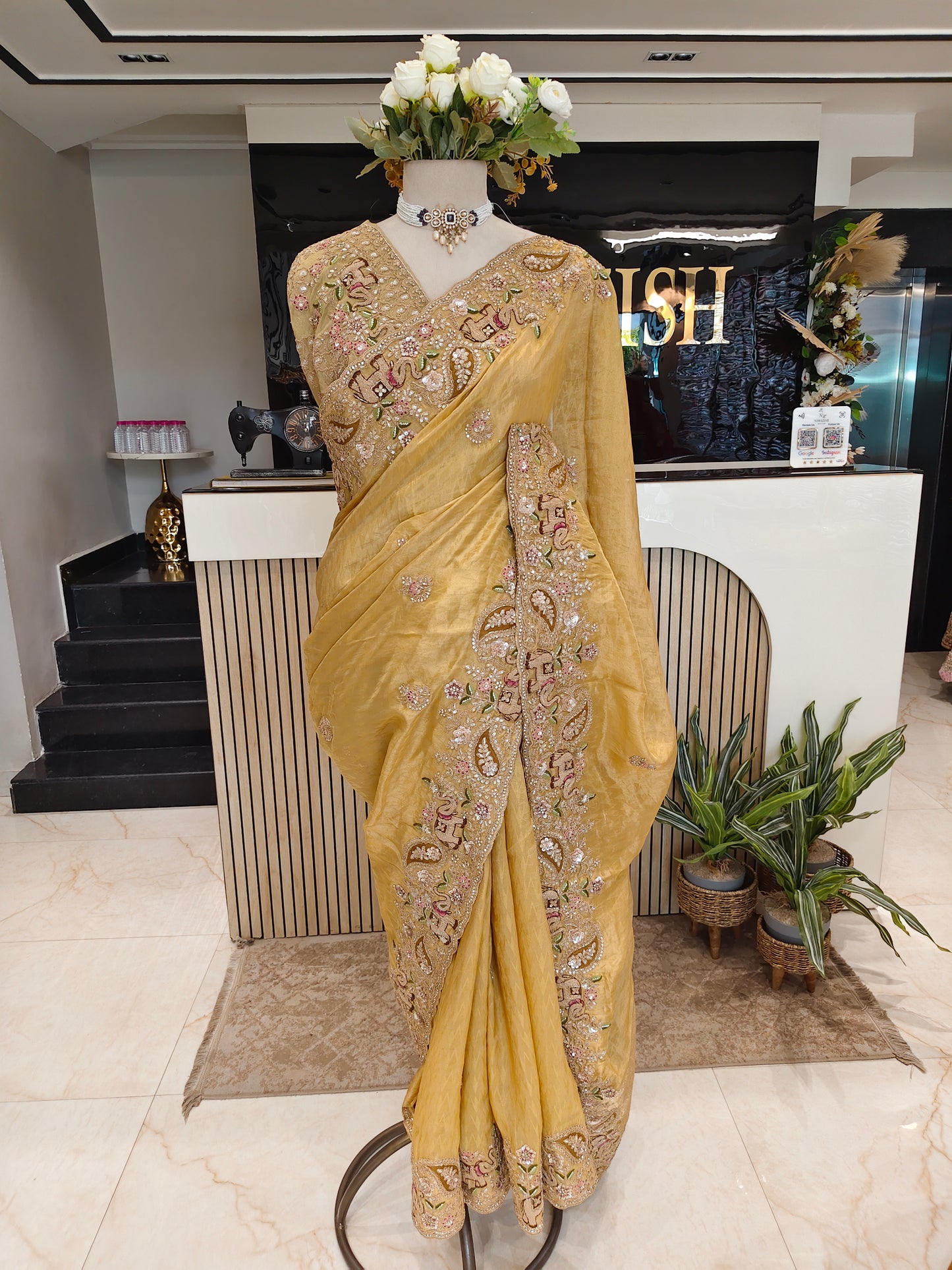Mustard Tissue Saree