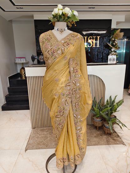Mustard Tissue Saree