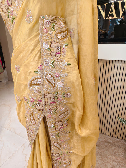 Mustard Tissue Saree