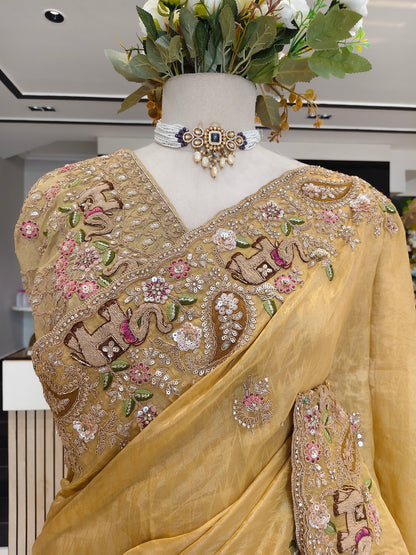 Mustard Tissue Saree