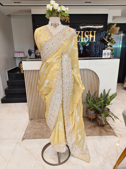 Lemon Tissue Saree