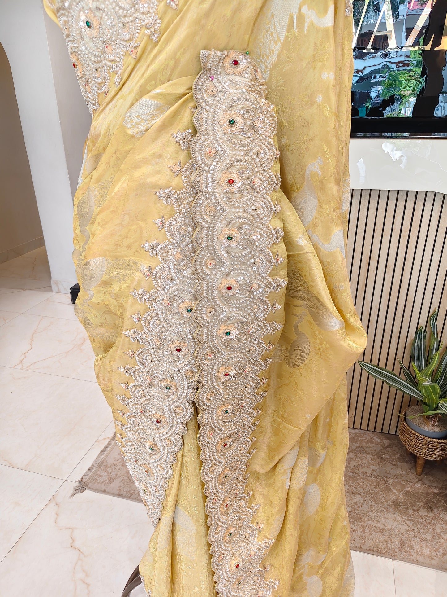 Lemon Tissue Saree