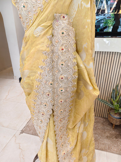 Lemon Tissue Saree