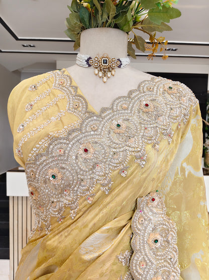 Lemon Tissue Saree