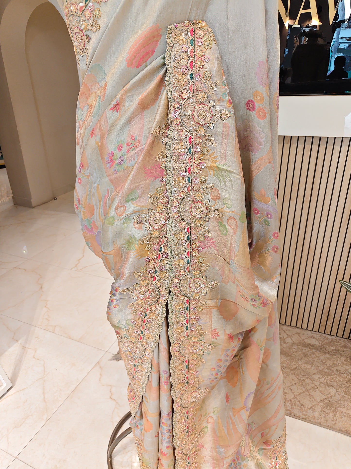Grey Tissue Saree