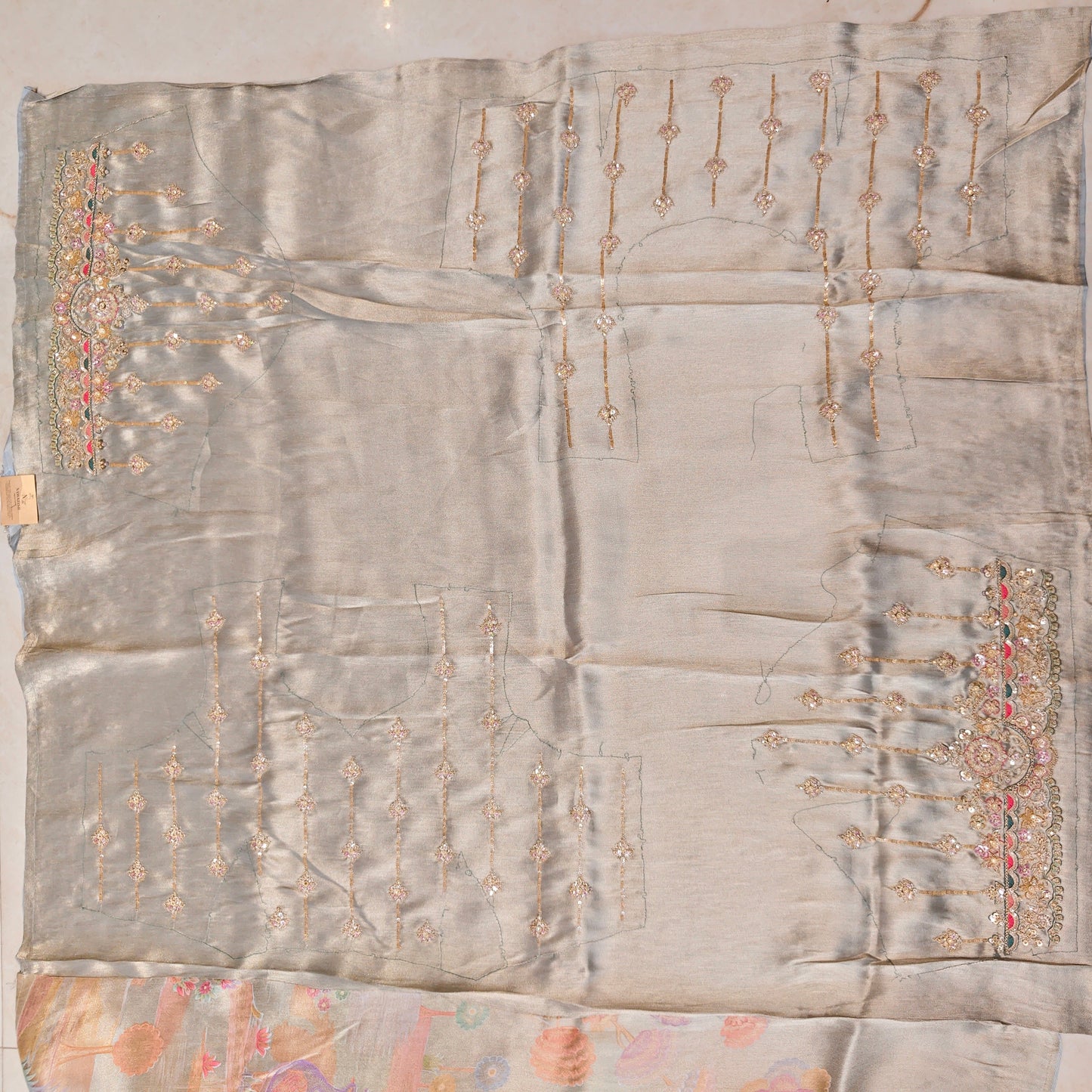 Grey Tissue Saree