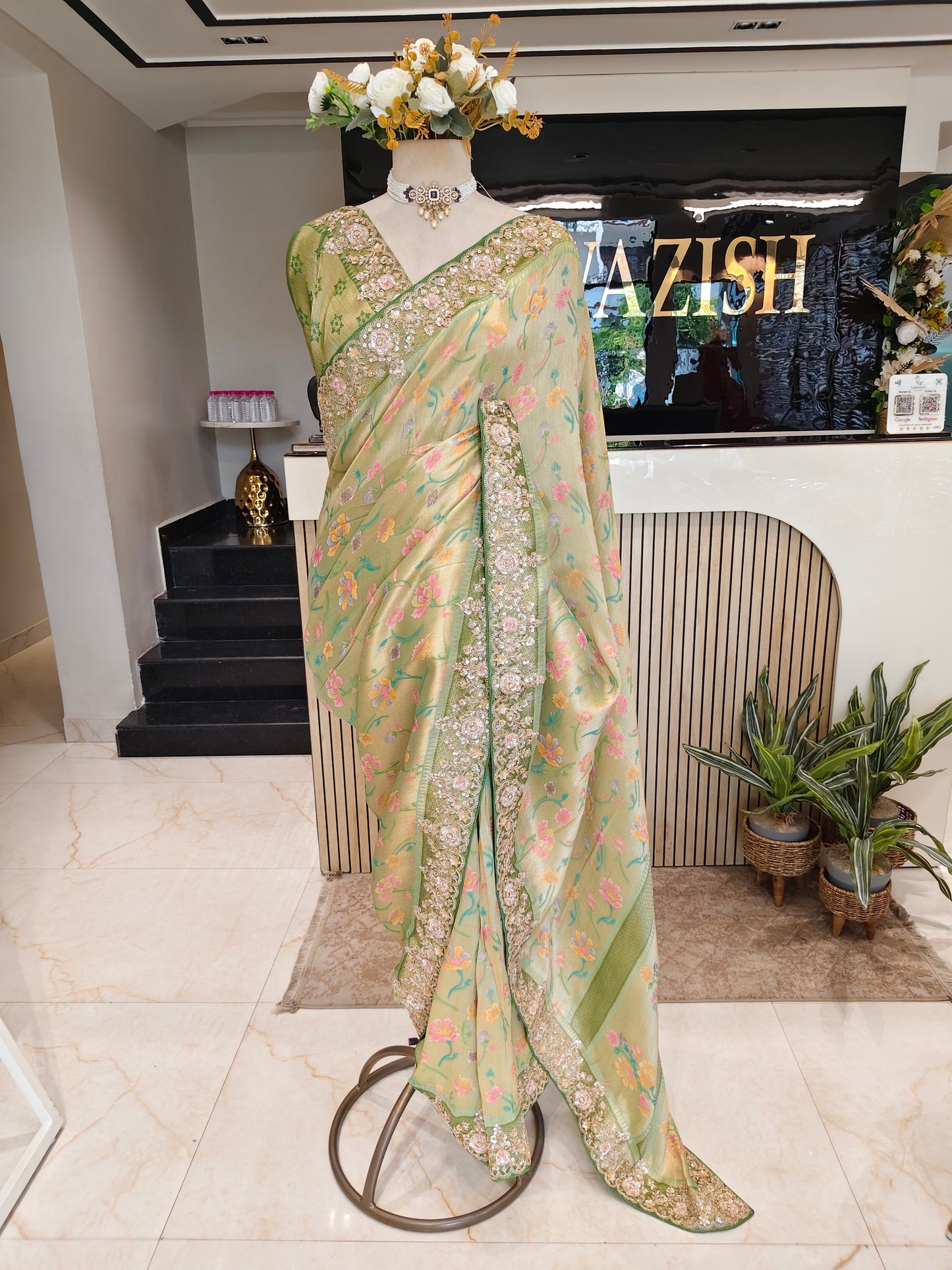 Green Tissue Saree