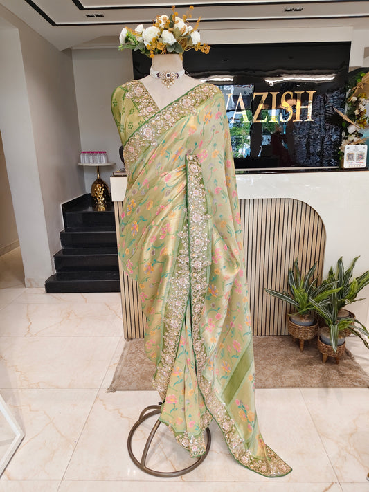 Green Tissue Saree