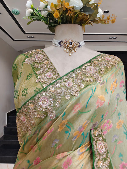 Green Tissue Saree