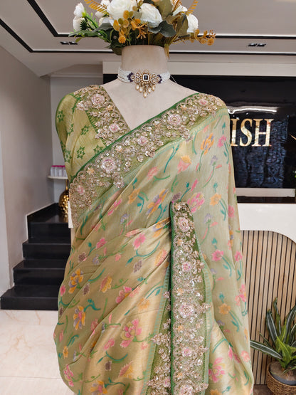 Green Tissue Saree