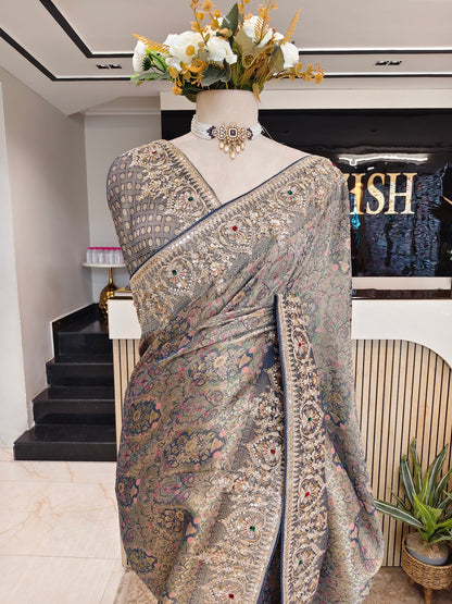 Blue Tissue Saree