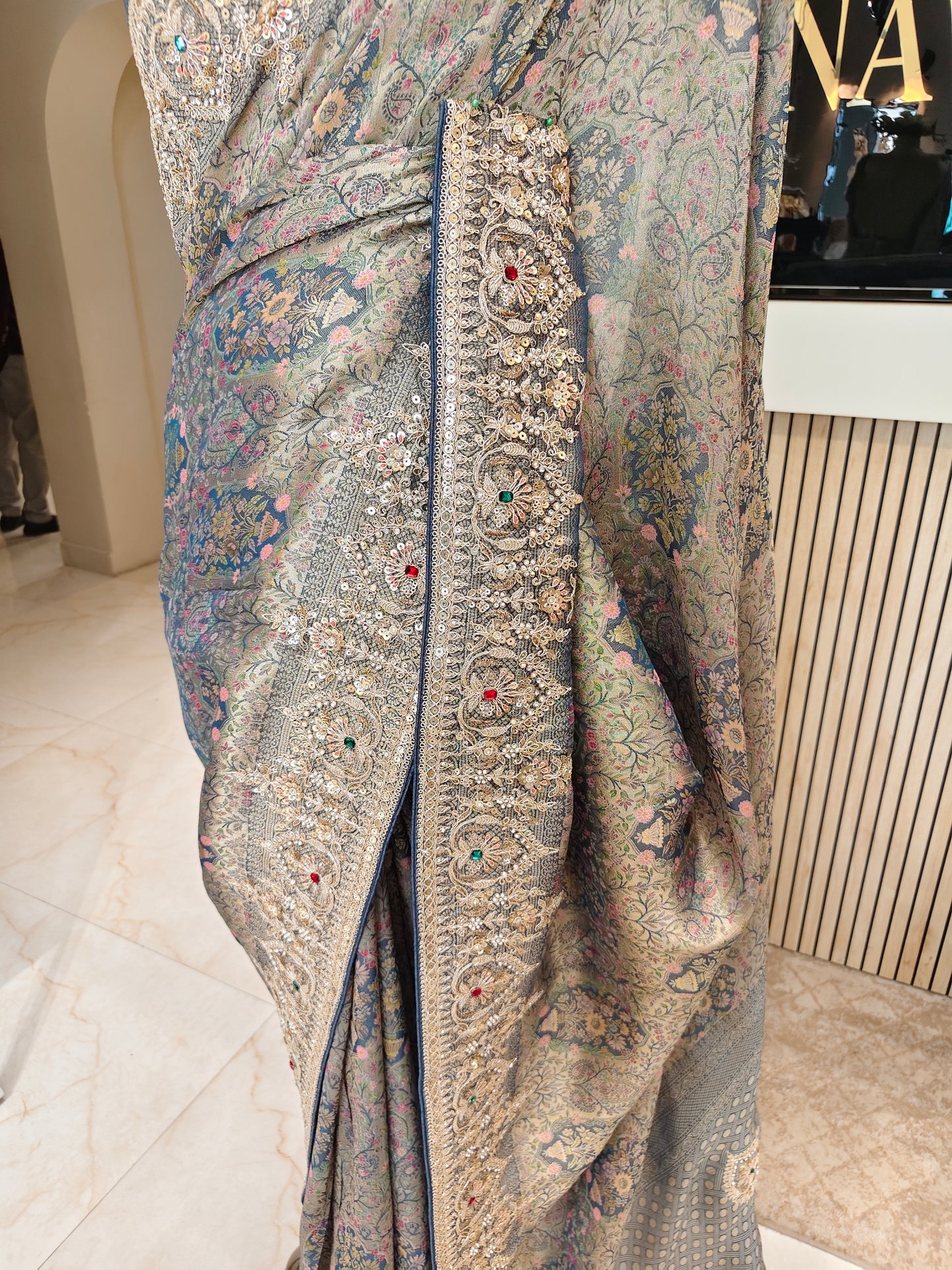 Blue Tissue Saree