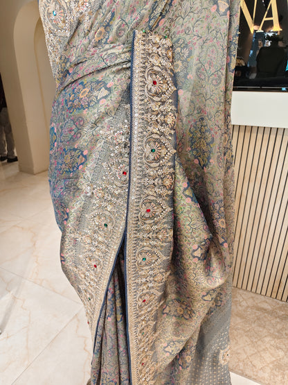 Blue Tissue Saree