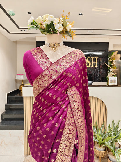 Wine Modal Crepe Saree
