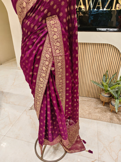 Wine Modal Crepe Saree