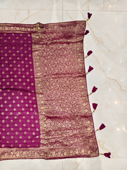Wine Modal Crepe Saree