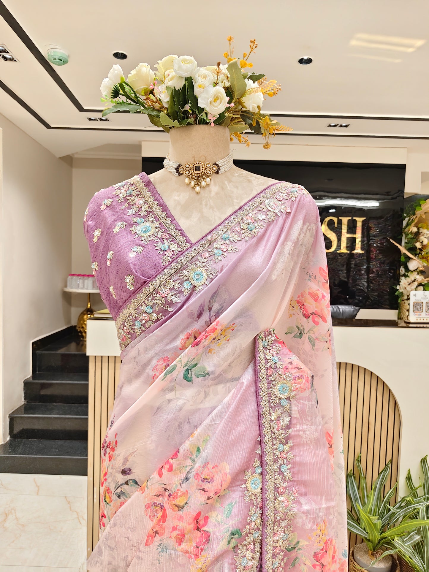 Lavender Crush Tissue Saree