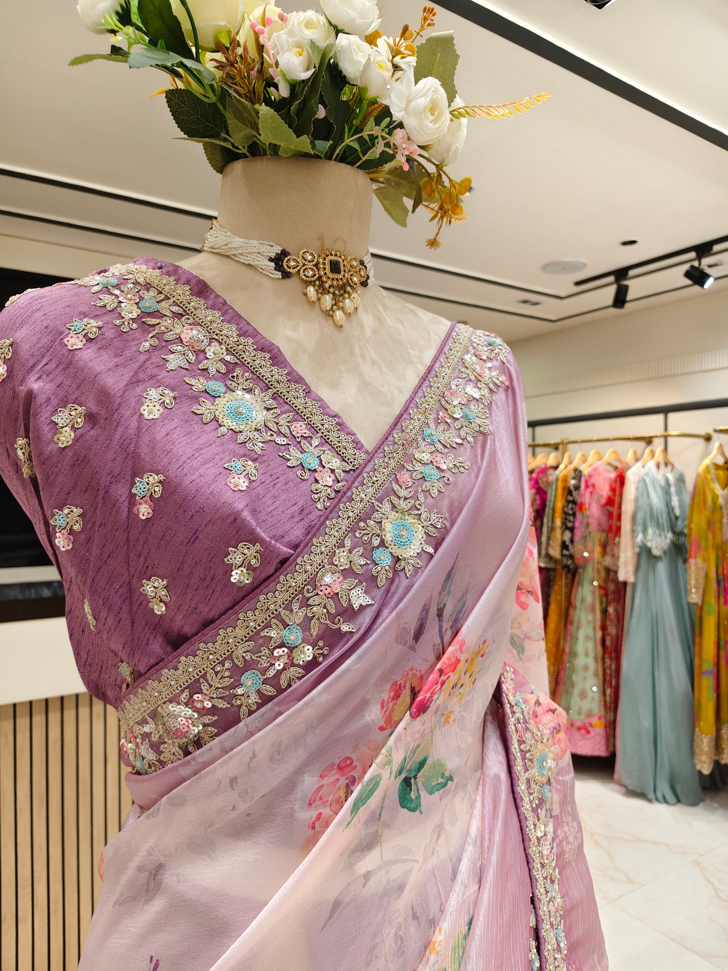 Lavender Crush Tissue Saree