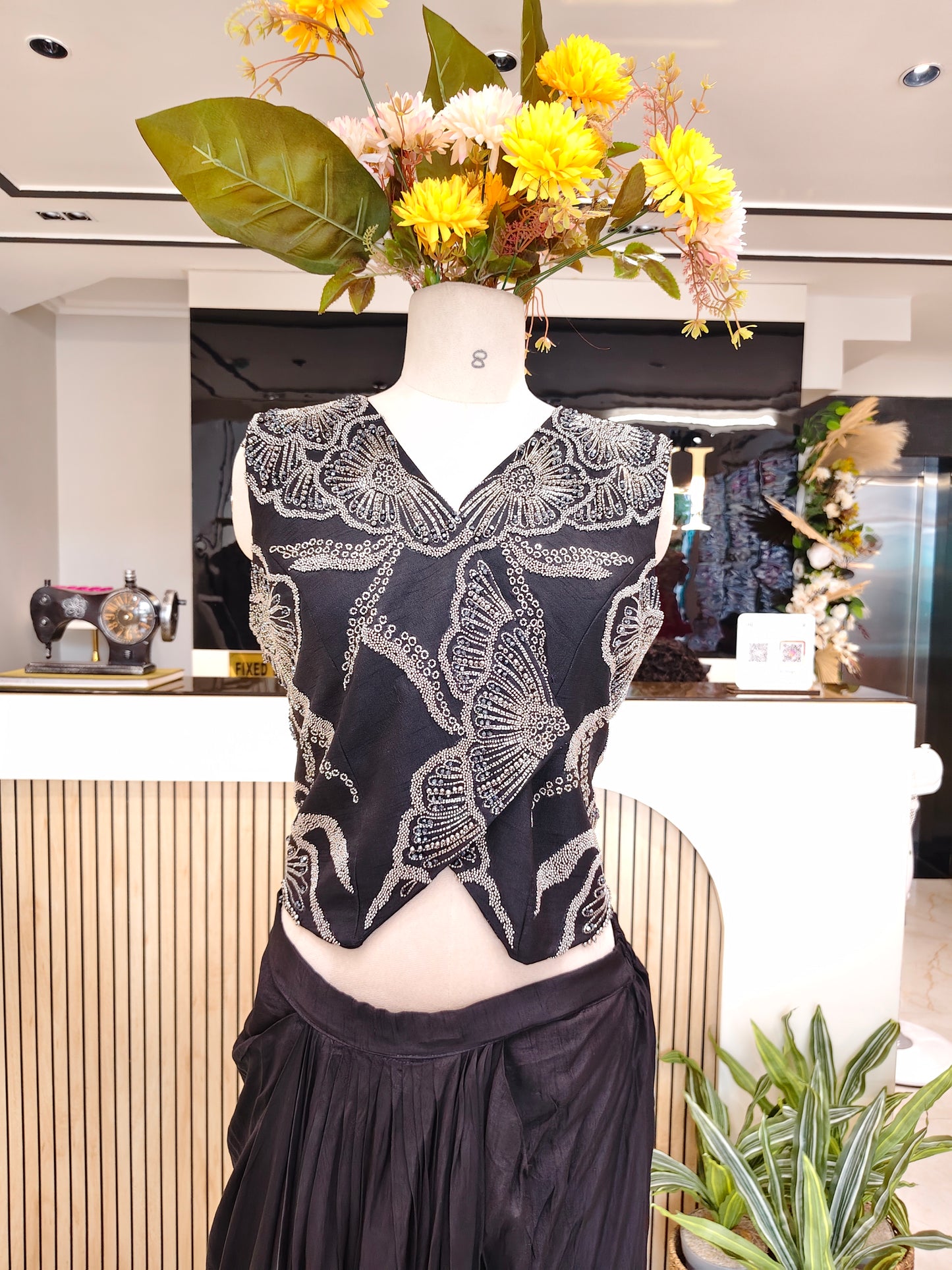 Black Dola Silk Skirt Set