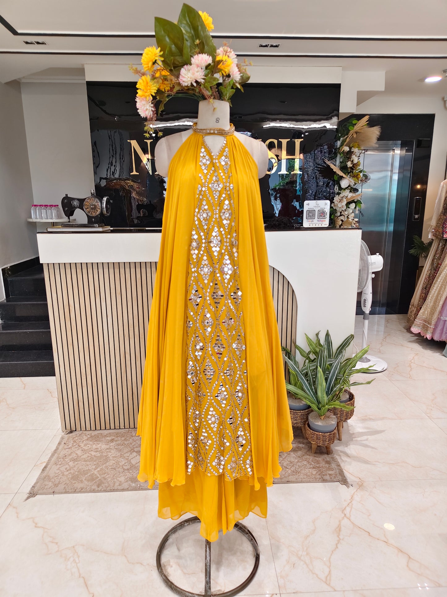 Yellow Cape Palazzo Set