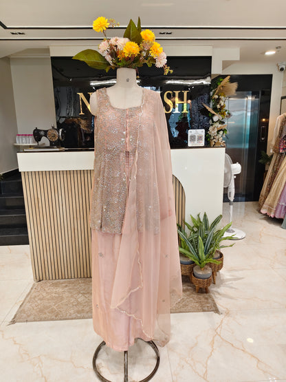 Embroidered Jacket Palazzo Set