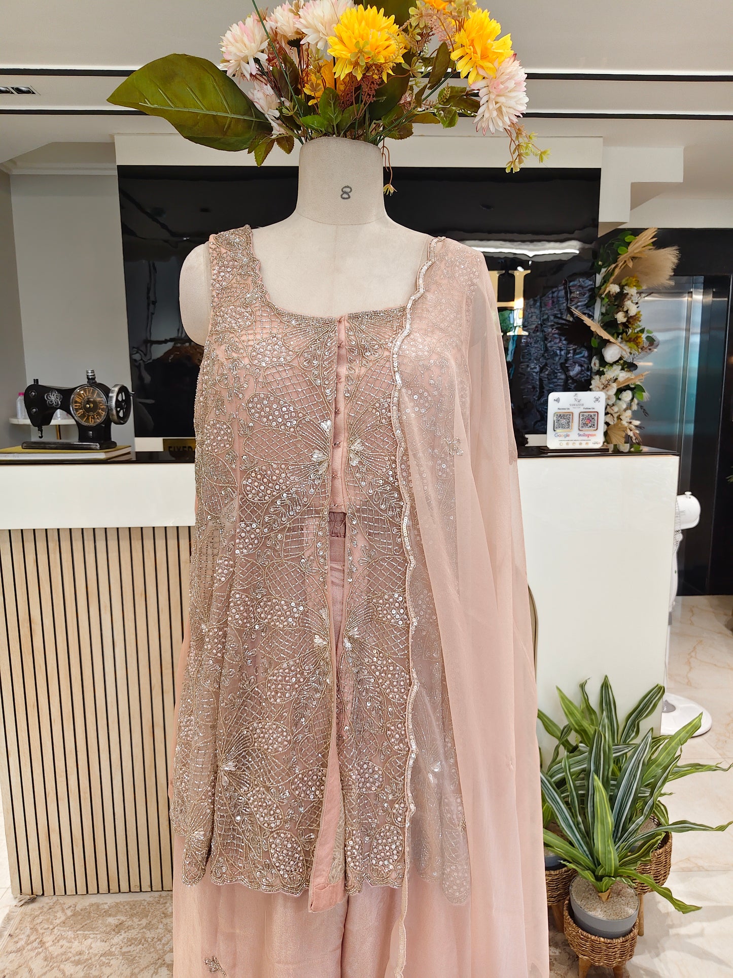 Embroidered Jacket Palazzo Set