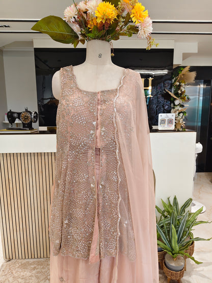 Embroidered Jacket Palazzo Set